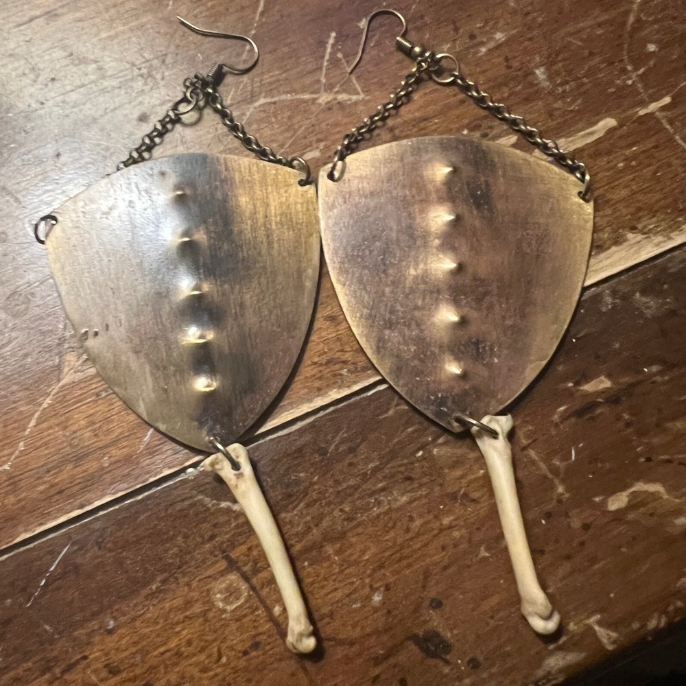 Unique Gold and Bone Earrings